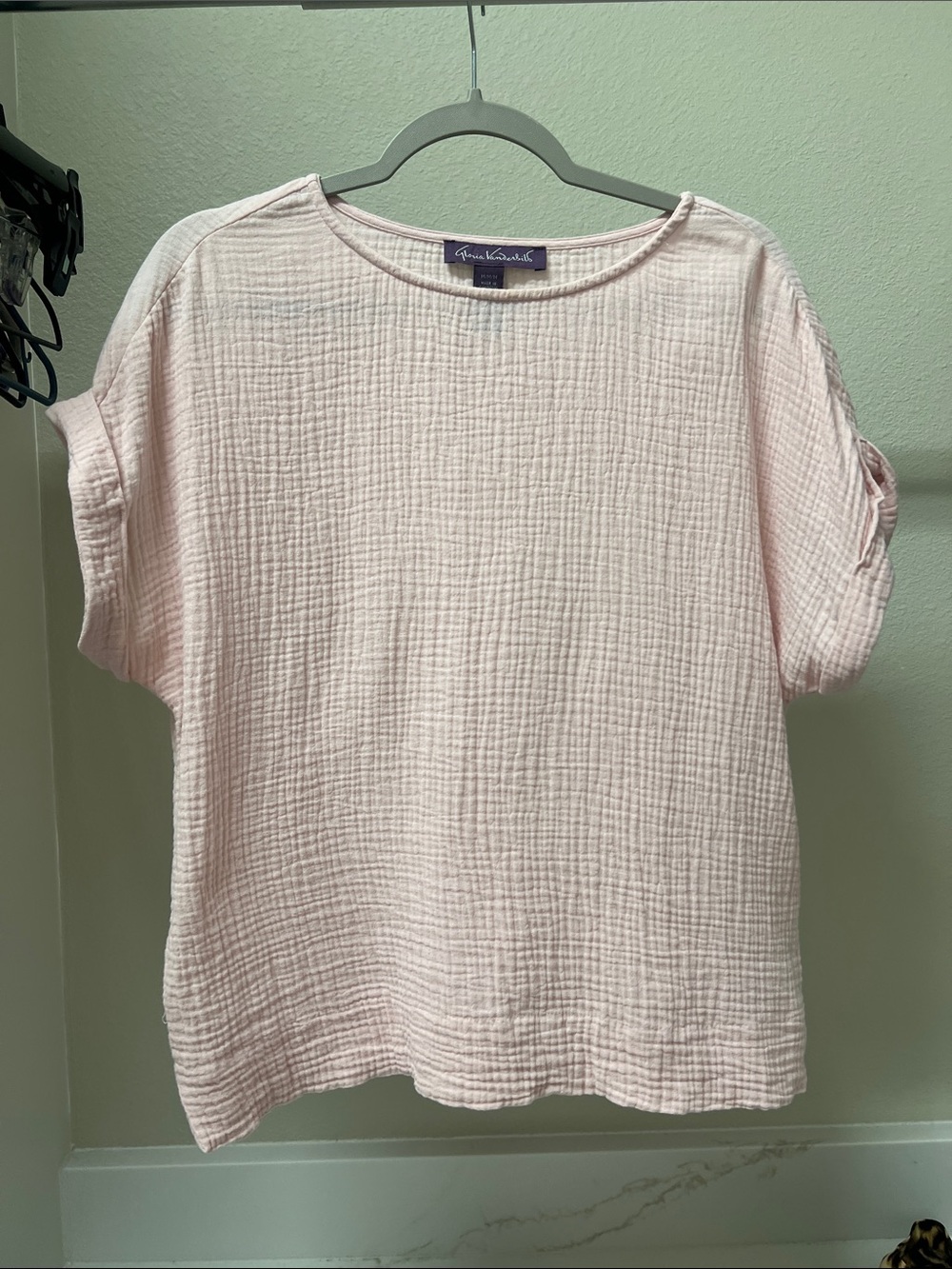 Gloria Vanderbilt Light Pink Textured Short Sleeve Tunic